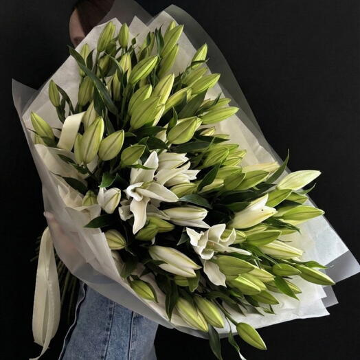 🤍 Somptueux bouquet de lys blancs (30 tiges) — Bouquet géant parfumé Bouquet géant de lys