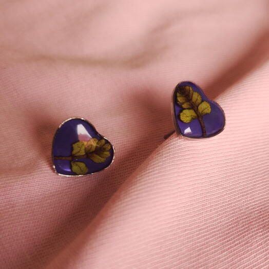 Hearts Earrings with flowers