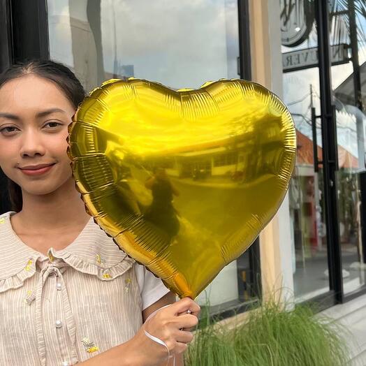 Ballon heart foil helium yellow gold