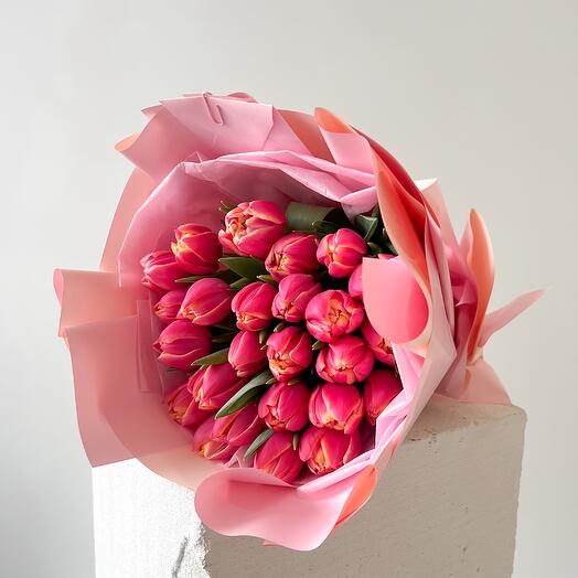 Double peony tulips bouquet 25pcs