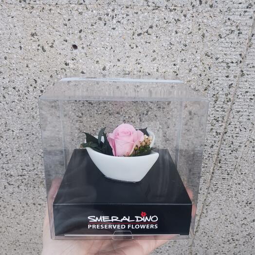 Pink stabilised rose mini heart