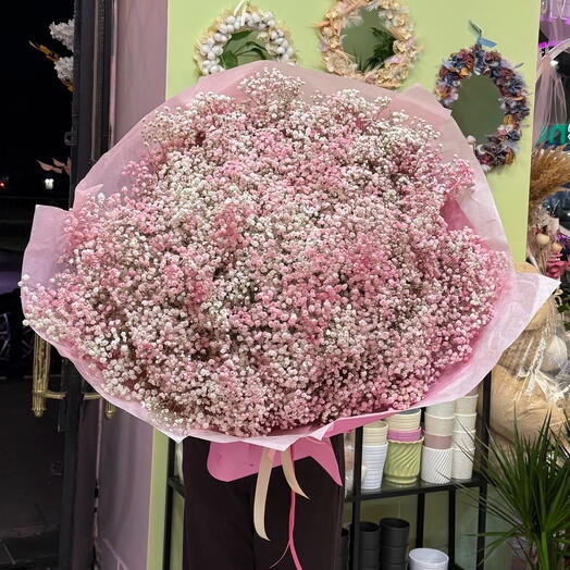 Bouquet of white-pink gypsophila GRADE