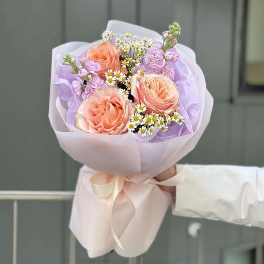 Mix matthiola roża i tanacetum