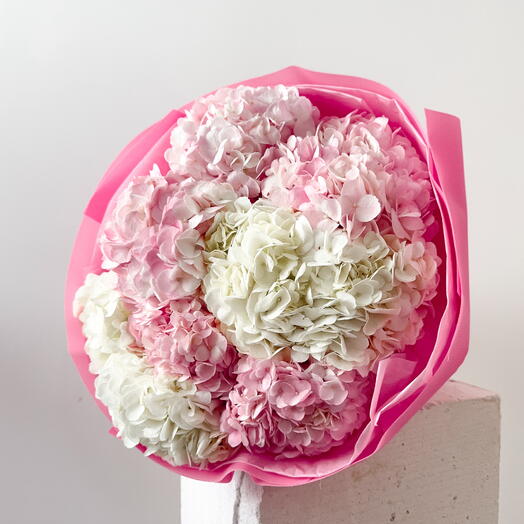 Pink and white hydrangea bouquet