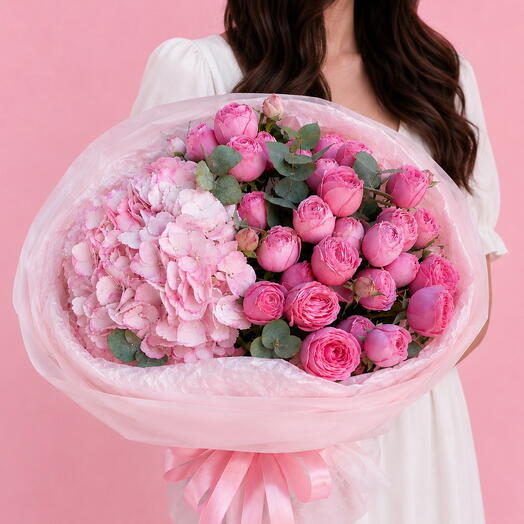 🌸 Bouquet di ortensie e rose spray