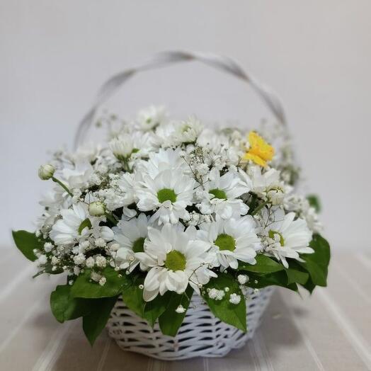 Basket with chrysanthemums