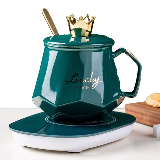 👑 Crown Head Coffee Mug with Warmer ☕🎁 | Royal Gift Box Set