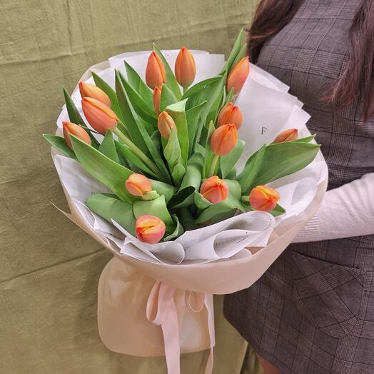 Bouquet of 15 tulips (Orange)
