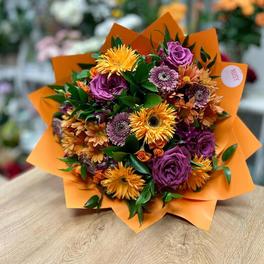 Purple   orange boquet