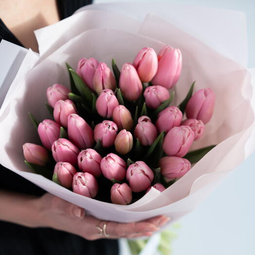 25 pink tulips