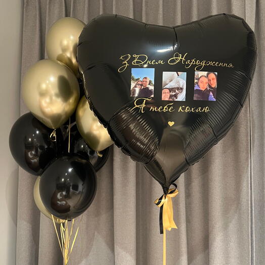 Balloon Bunch with Large Heart with Photo