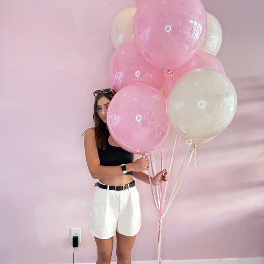 10 pink and white Balls , 24 inch glass balls