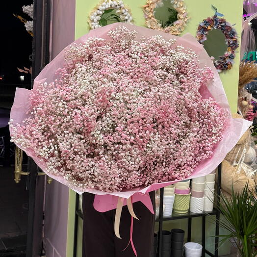 Ramo de gypsophila rosa y blanca GRADE