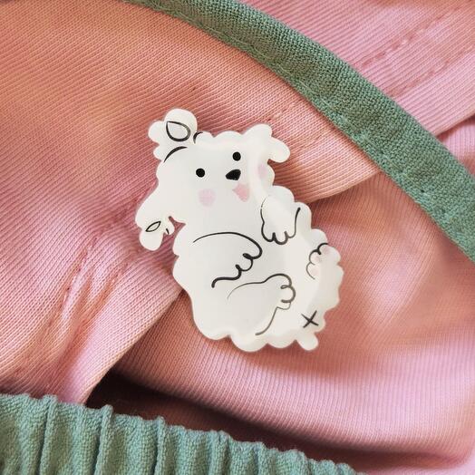 Brooch "White Dog"
