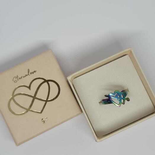 Rainbow Heart Knot Ring