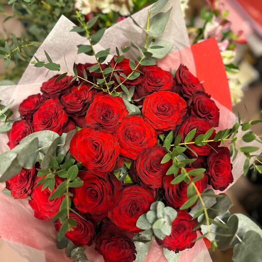 Rosa roja Hot Love + corazón hecho a mano 25