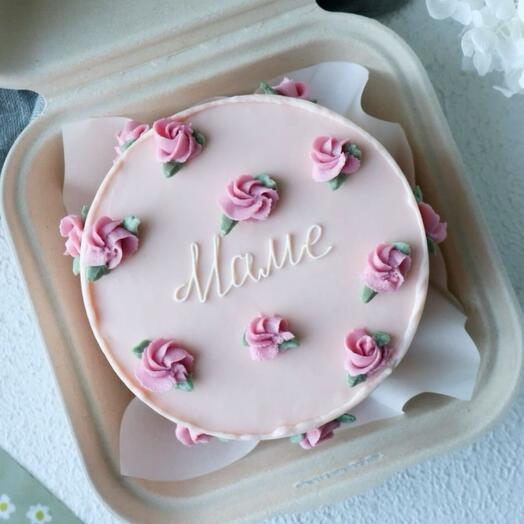 Торт бенто қызғылт гүлдер