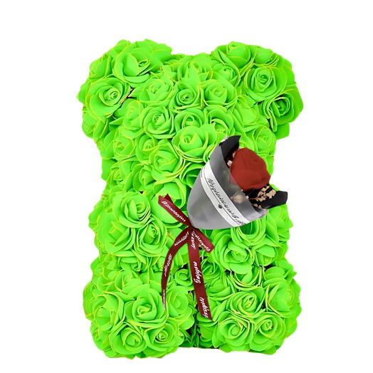 Medvidek z umělych majově zelench růzi