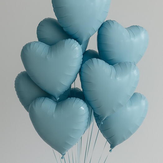 10 Blue Heart Balloons