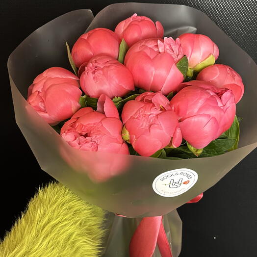 🌺 Премиум люкс: коралдық қызғылт пиондар букеті