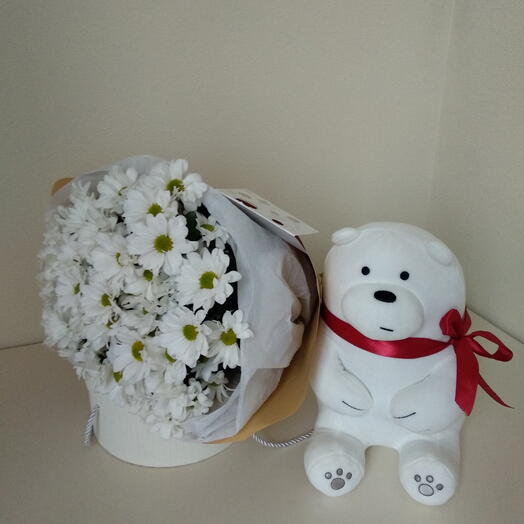 Bouquet romance + bear, 30 cm