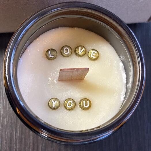 Candle with secret words Świeca z I love you