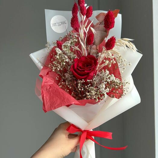 Trockenblumenstrauss "Rot" Mini