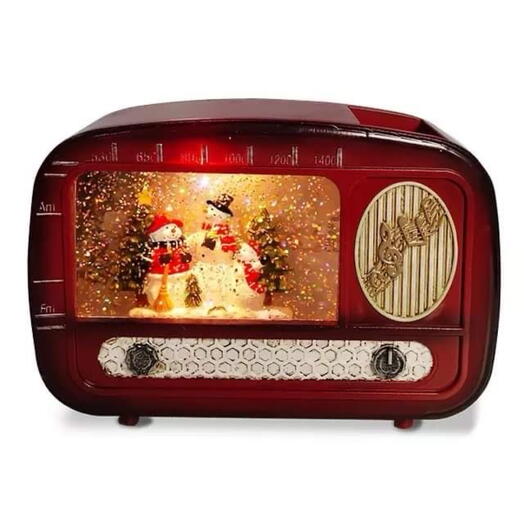 Antique Creative lighted Musical Santa Claus inside Spinning Water Snowman Snow Globe Retro Radio  Table Decoration