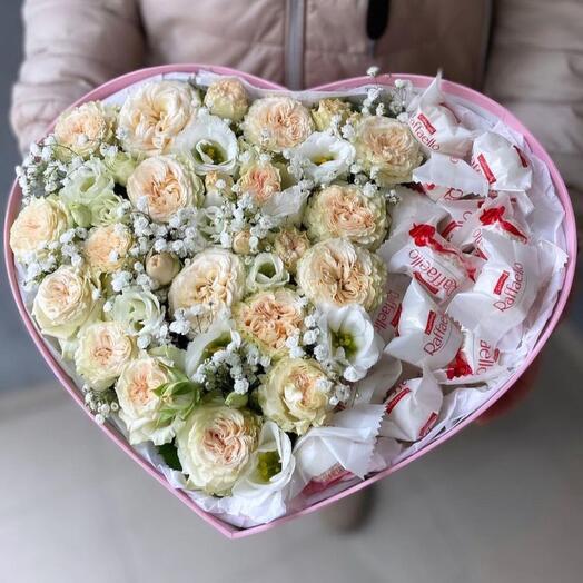 Flowers in a box with candy