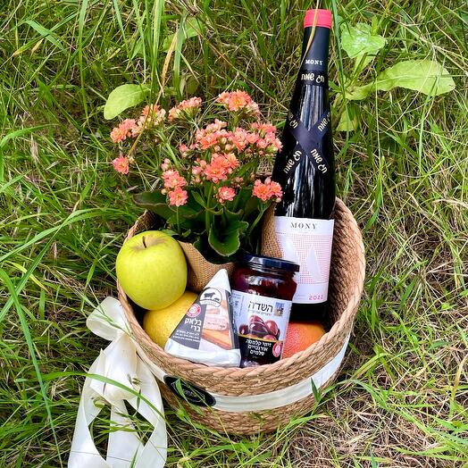 Gift Tall Basket with wine