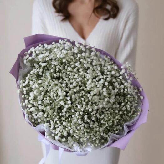 Гипсофила белая в лавандовом оформлении