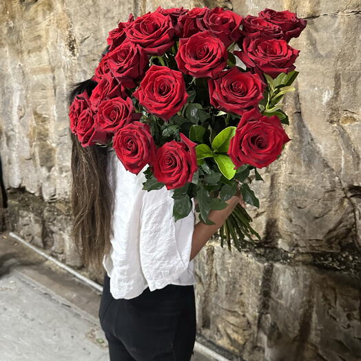 24 long stem red roses