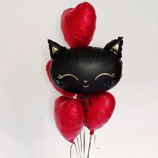 Kotek czarny z serduszkami