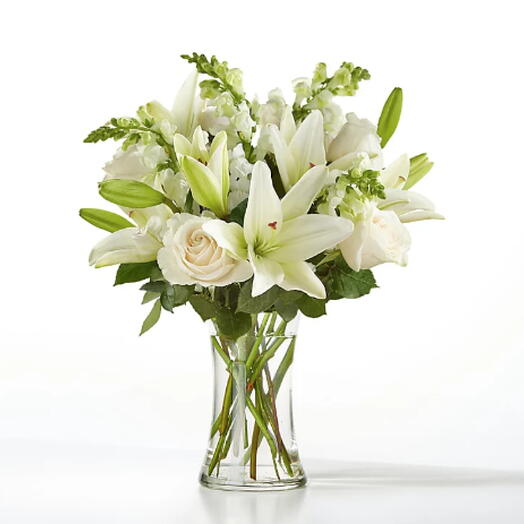 Eternal Friendship Bouquet (lily, rose, snap + vase)