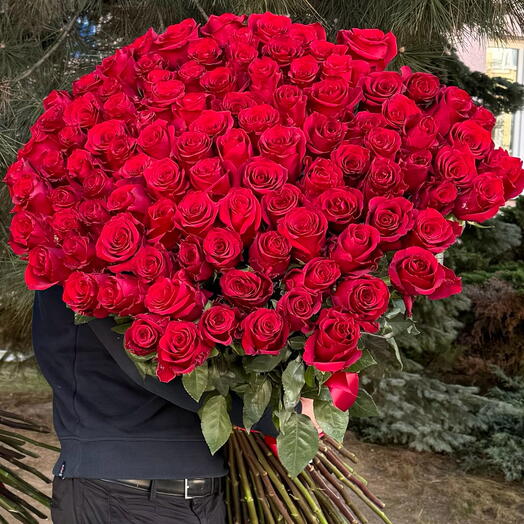 Long Red Roses Premium