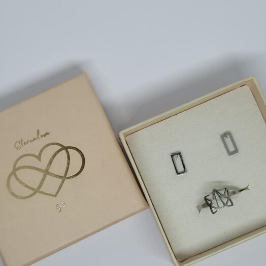 Geo Line Set – Ring   Stud Earrings