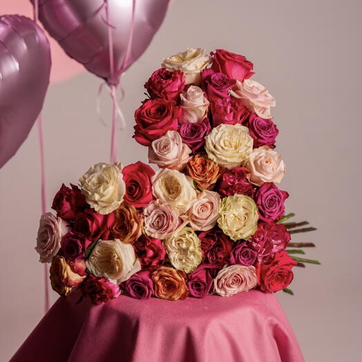 Букет сердце роза