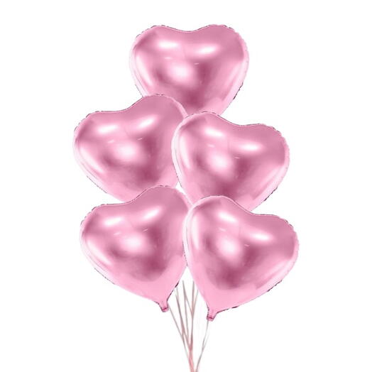 💞 5 Pink Heart Balloons