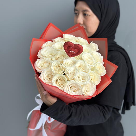 Bouquet 25 White Rose Semi Holland