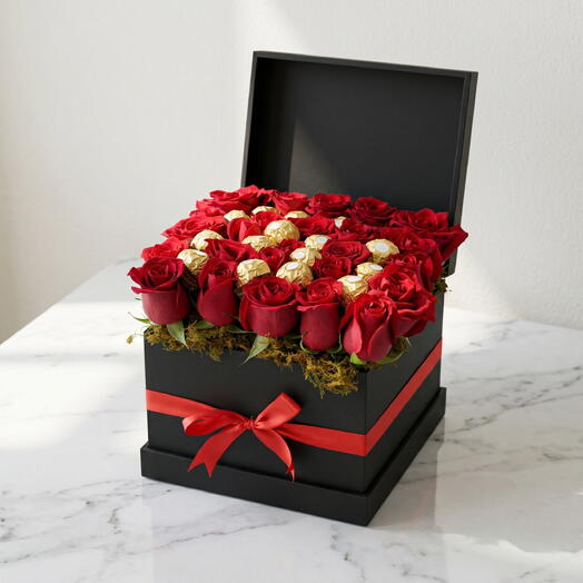 Flores en caja 25 rosas