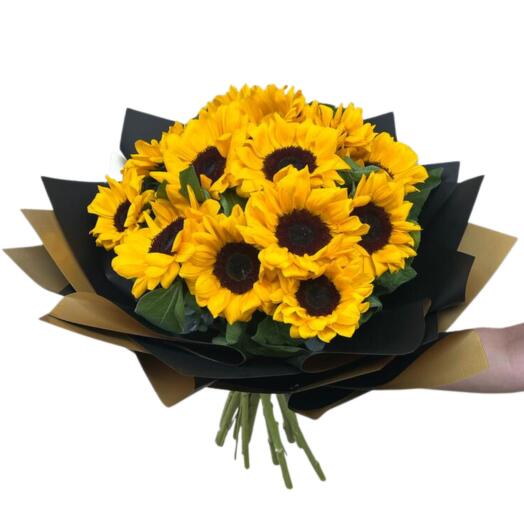 RAMO DE 12 FLORES GIRASOLES CON PAPEL COREANO