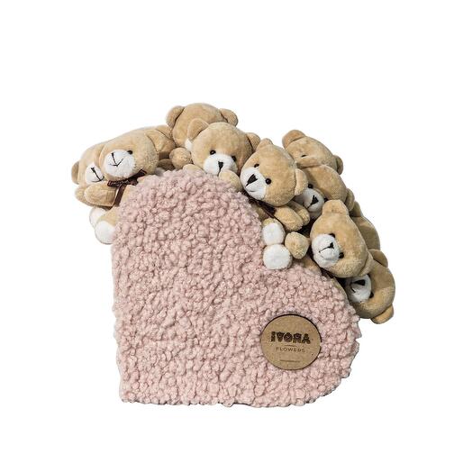 Wool Heart with Teddy Bears