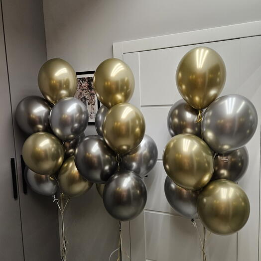 3 platina színű léggömbcsokor szett