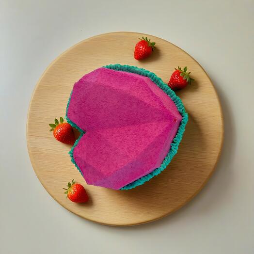 Pink Gravity Heart Mousse Cake - Red Velvet
