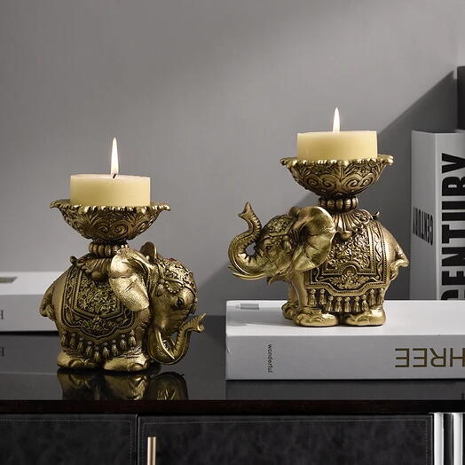 🐘 Pair of Vintage Elephant Candle Holders 🕯️ | Royal Charm for Every Space