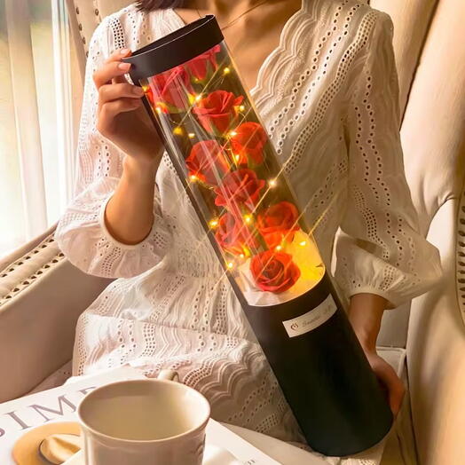 ️ Elegant Red Rose Box with LED Lights   Greeting Card  | 11 Classic Blooms