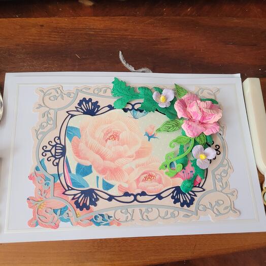 Greeting card rose 3 d