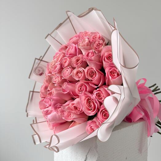 Pink roses bouquet 51 pcs