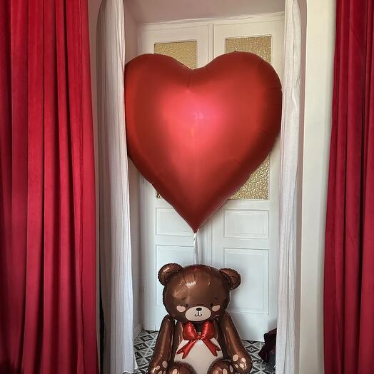 Large heart XXL 136 cm and standing Bear