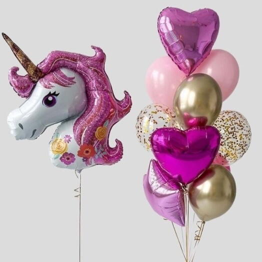 СЕТ ВОЗДУШНЫХ ШАРОВ PINK UNICORN